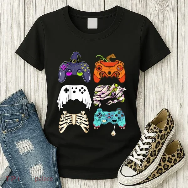 Halloween Skeleton Zombie Gaming Controllers Mummy Women's T-Shirt
