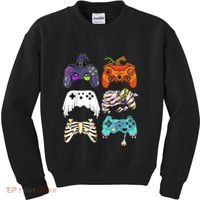 Halloween Skeleton Zombie Gaming Controllers Mummy Kids Sweatshirt thumb 0