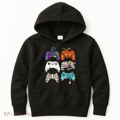 Halloween Skeleton Zombie Gaming Controllers Mummy Kids Hoodie