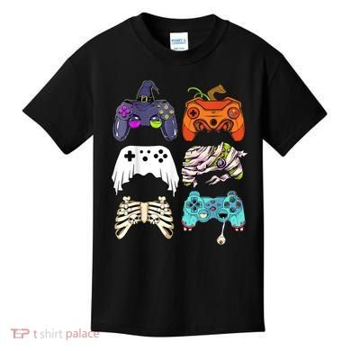 Halloween Skeleton Zombie Gaming Controllers Mummy Kids T-Shirt