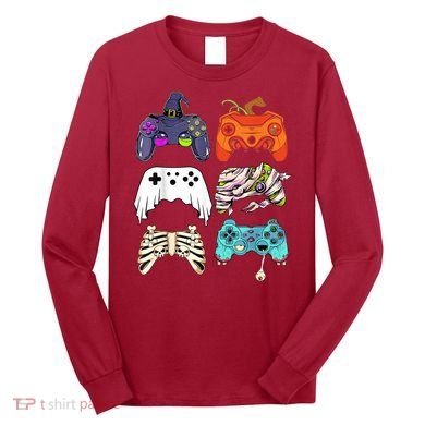 Halloween Skeleton Zombie Gaming Controllers Mummy Long Sleeve Shirt