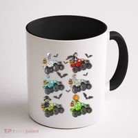 Halloween Skeleton Zombie Riding Monster Truck Vampire Coffee Mug thumb 1