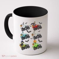 Halloween Skeleton Zombie Riding Monster Truck Vampire Coffee Mug thumb 0