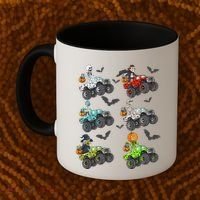 Halloween Skeleton Zombie Riding Monster Truck Vampire Coffee Mug thumb 2