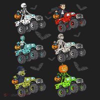 Halloween Skeleton Zombie Riding Monster Truck Vampire Beanie thumb 2