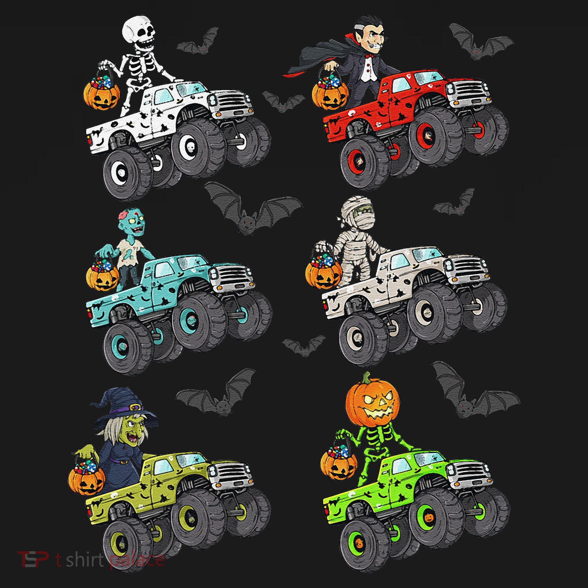 Halloween Skeleton Zombie Riding Monster Truck Vampire Ornament