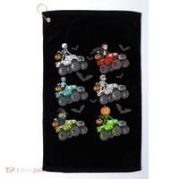 Halloween Skeleton Zombie Riding Monster Truck Vampire Golf Towel thumb 0