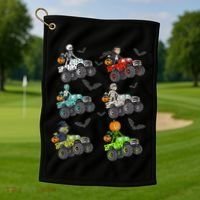 Halloween Skeleton Zombie Riding Monster Truck Vampire Golf Towel thumb 1