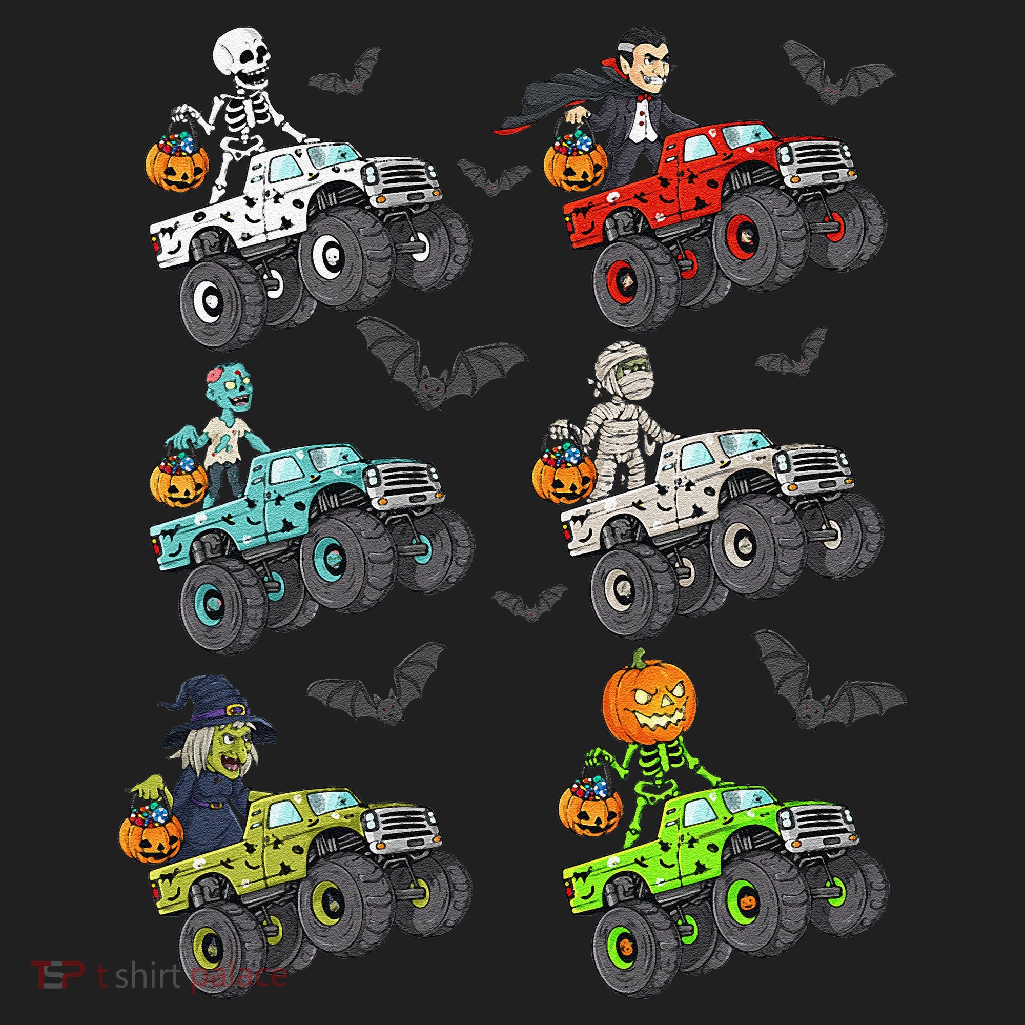 Halloween Skeleton Zombie Riding Monster Truck Vampire Golf Towel