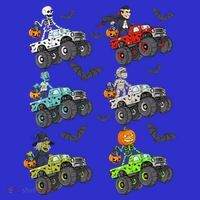 Halloween Skeleton Zombie Riding Monster Truck Vampire Mousepad thumb 1