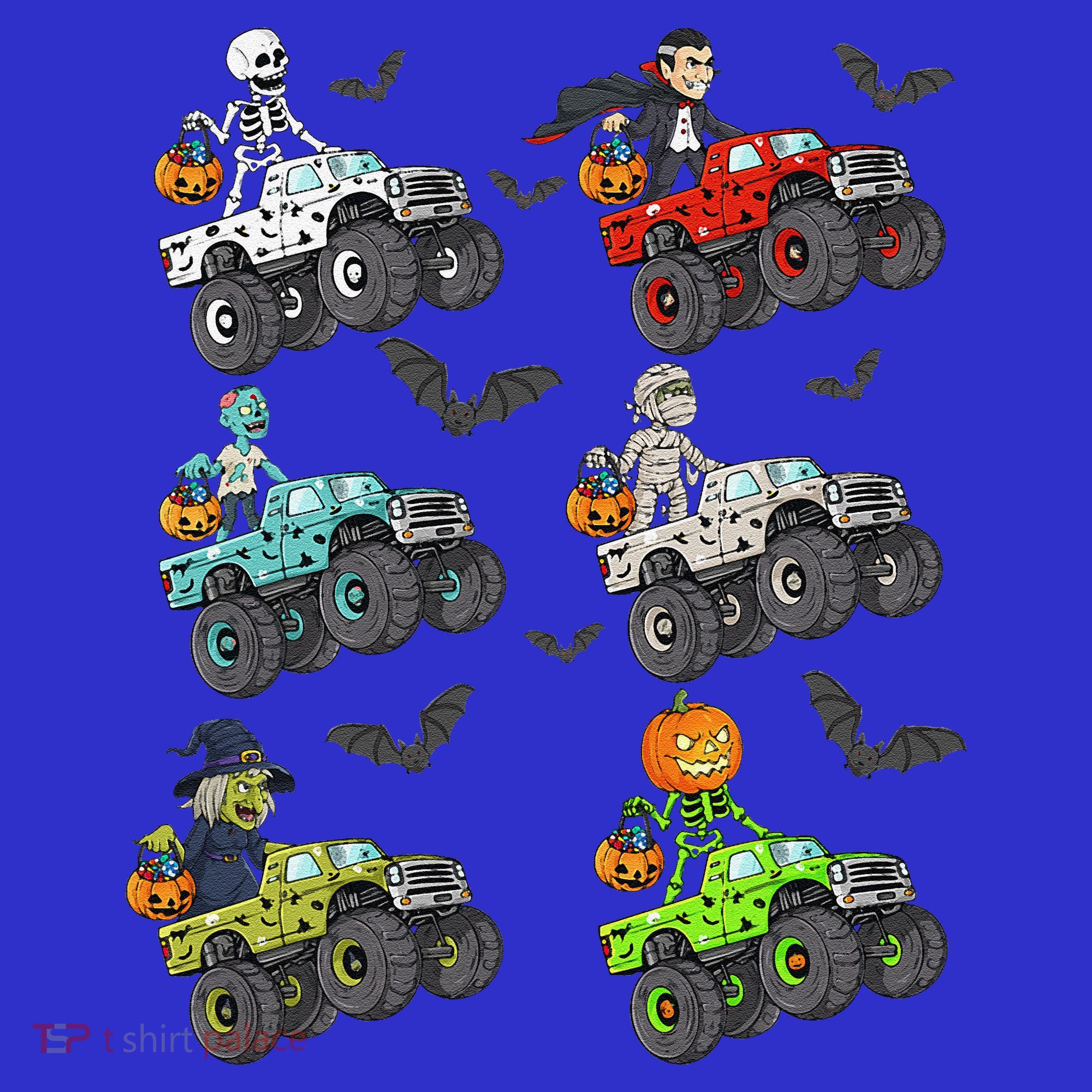 Halloween Skeleton Zombie Riding Monster Truck Vampire Mousepad