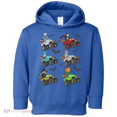Halloween Skeleton Zombie Riding Monster Truck Vampire Toddler Hoodie