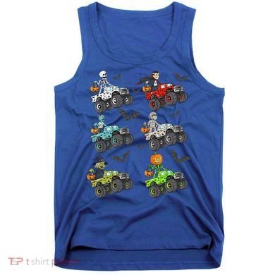 Halloween Skeleton Zombie Riding Monster Truck Vampire Tank Top