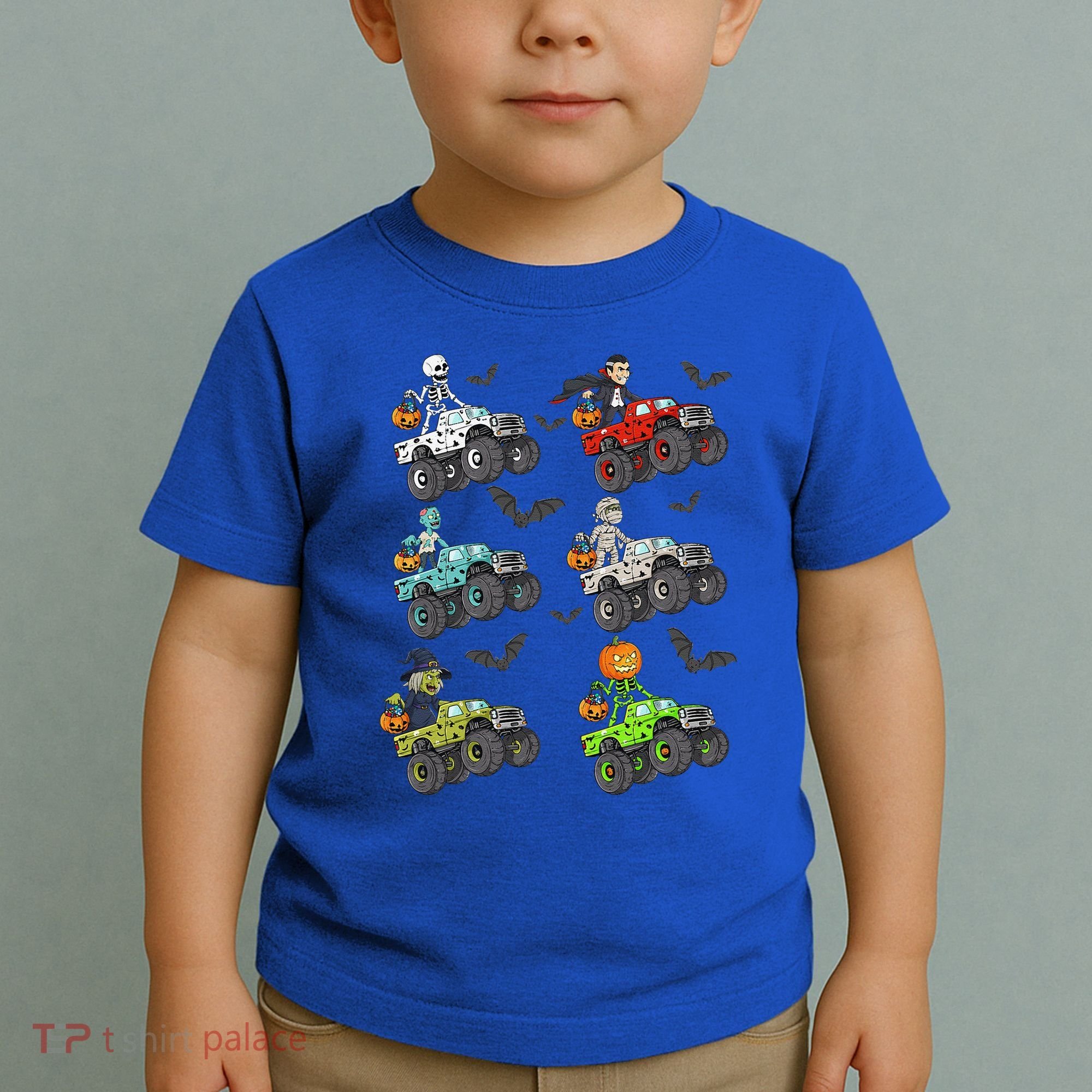 Halloween Skeleton Zombie Riding Monster Truck Vampire Toddler T-Shirt