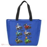 Halloween Skeleton Zombie Riding Monster Truck Vampire Tote Bag thumb 0