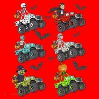 Halloween Skeleton Zombie Riding Monster Truck Vampire Santa Hat thumb 1