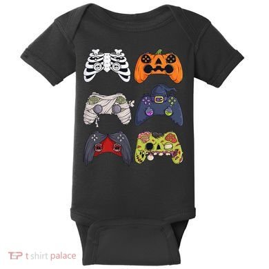 Halloween Skeleton Zombie Gaming Controllers Mummy Baby Bodysuit