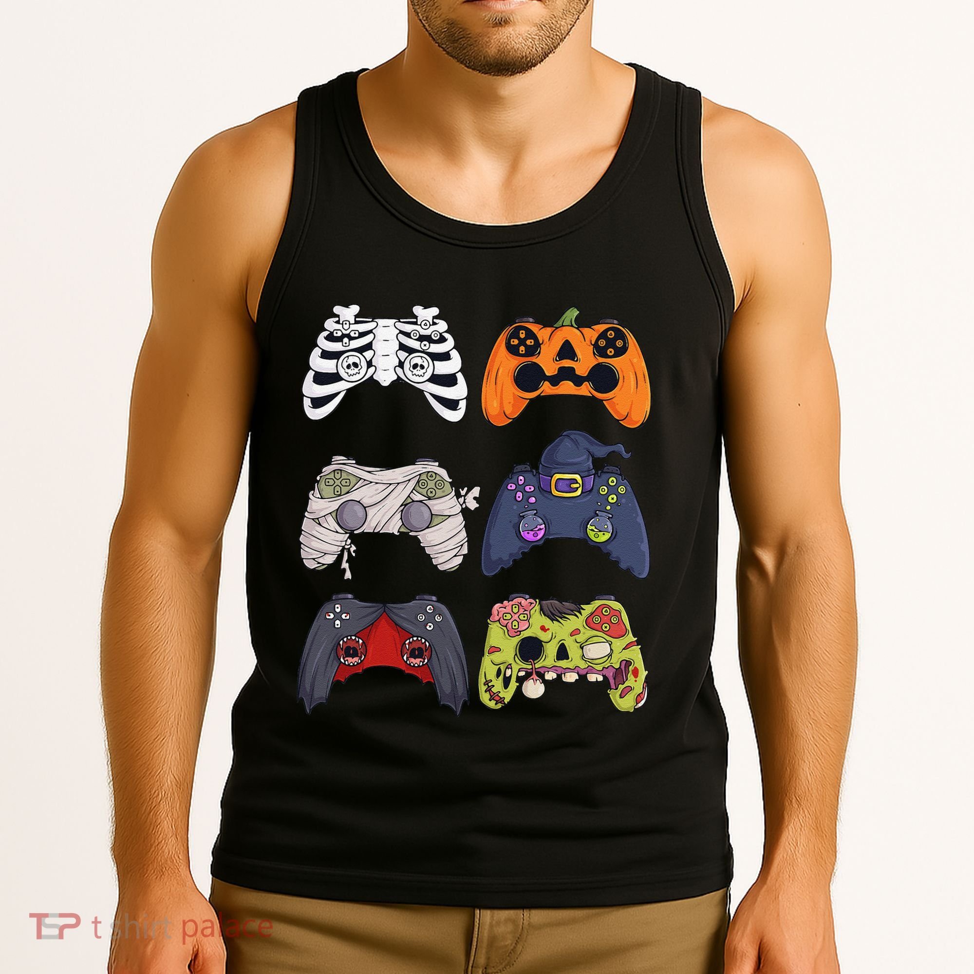 Halloween Skeleton Zombie Gaming Controllers Mummy Tank Top