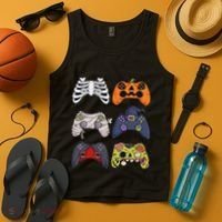 Halloween Skeleton Zombie Gaming Controllers Mummy Tank Top thumb 4