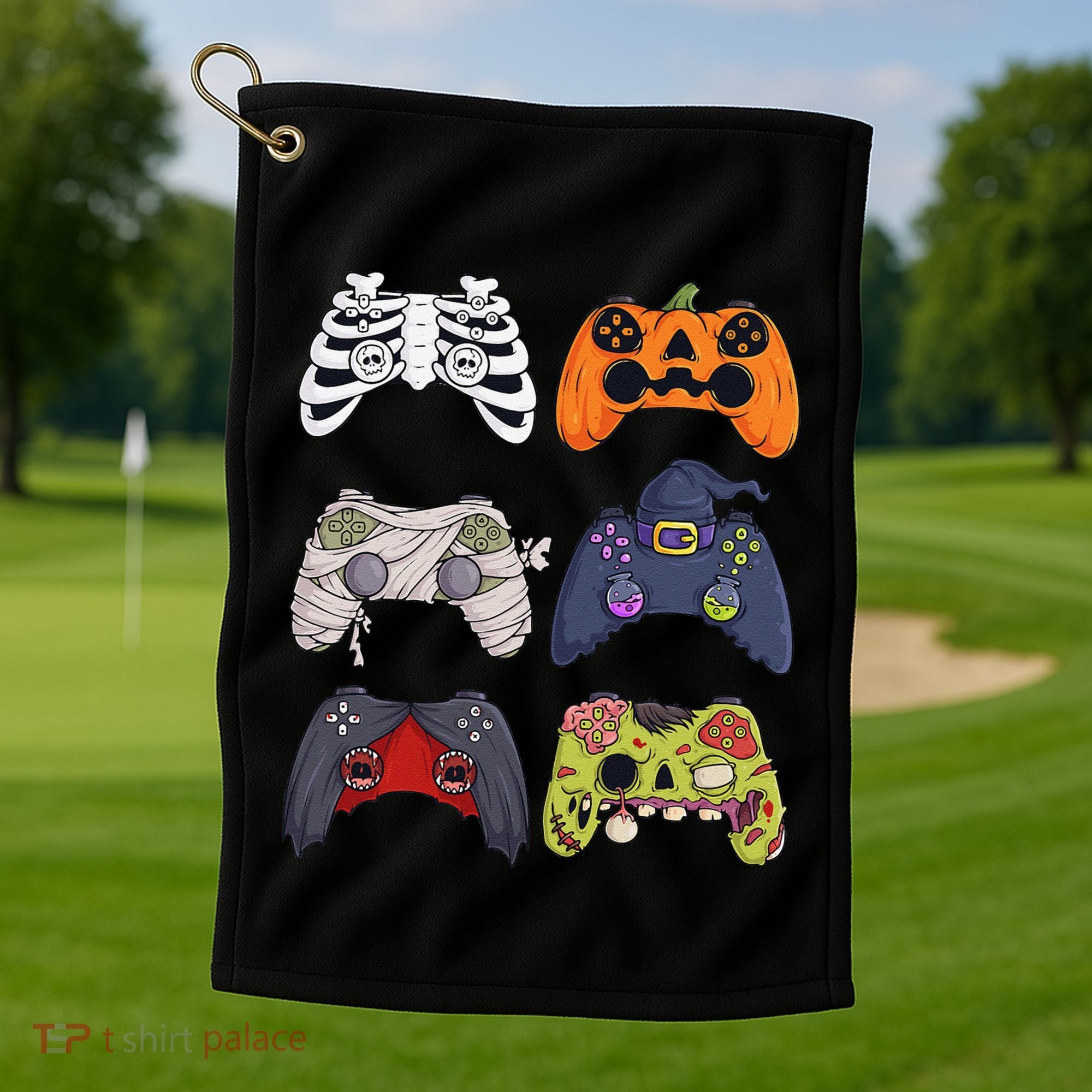 Halloween Skeleton Zombie Gaming Controllers Mummy Golf Towel