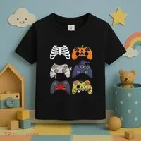 Halloween Skeleton Zombie Gaming Controllers Mummy Toddler T-Shirt thumb 3