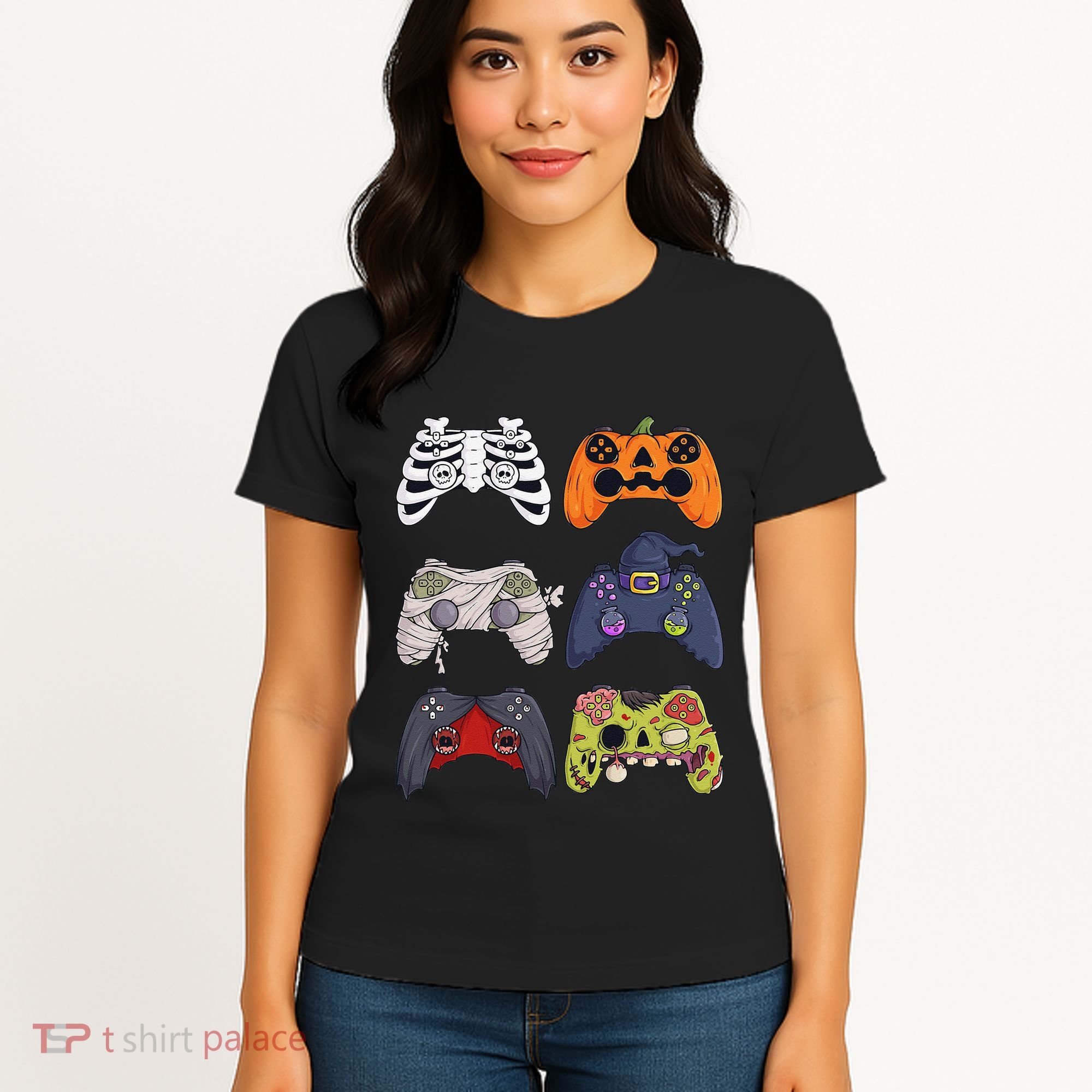 Halloween Skeleton Zombie Gaming Controllers Mummy Women's T-Shirt
