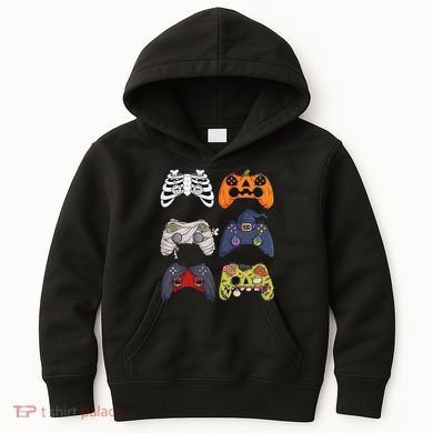 Halloween Skeleton Zombie Gaming Controllers Mummy Kids Hoodie