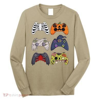 Halloween Skeleton Zombie Gaming Controllers Mummy Long Sleeve Shirt