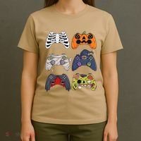 Halloween Skeleton Zombie Gaming Controllers Mummy T-Shirt thumb 4
