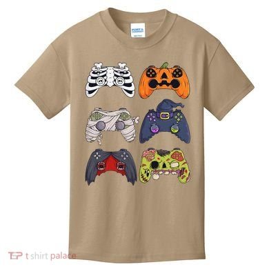 Halloween Skeleton Zombie Gaming Controllers Mummy Kids T-Shirt