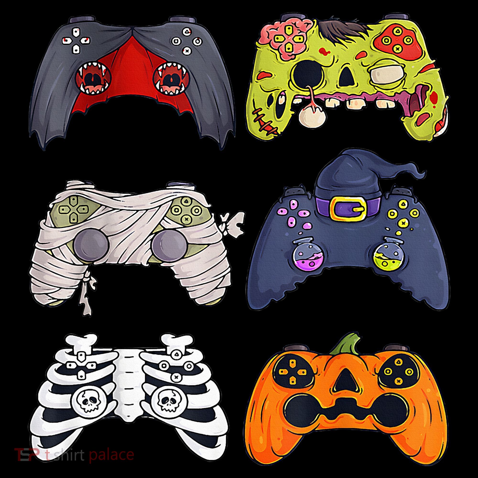 Halloween Skeleton Zombie Gaming Controllers Mummy USA-Made Doggie Bandana