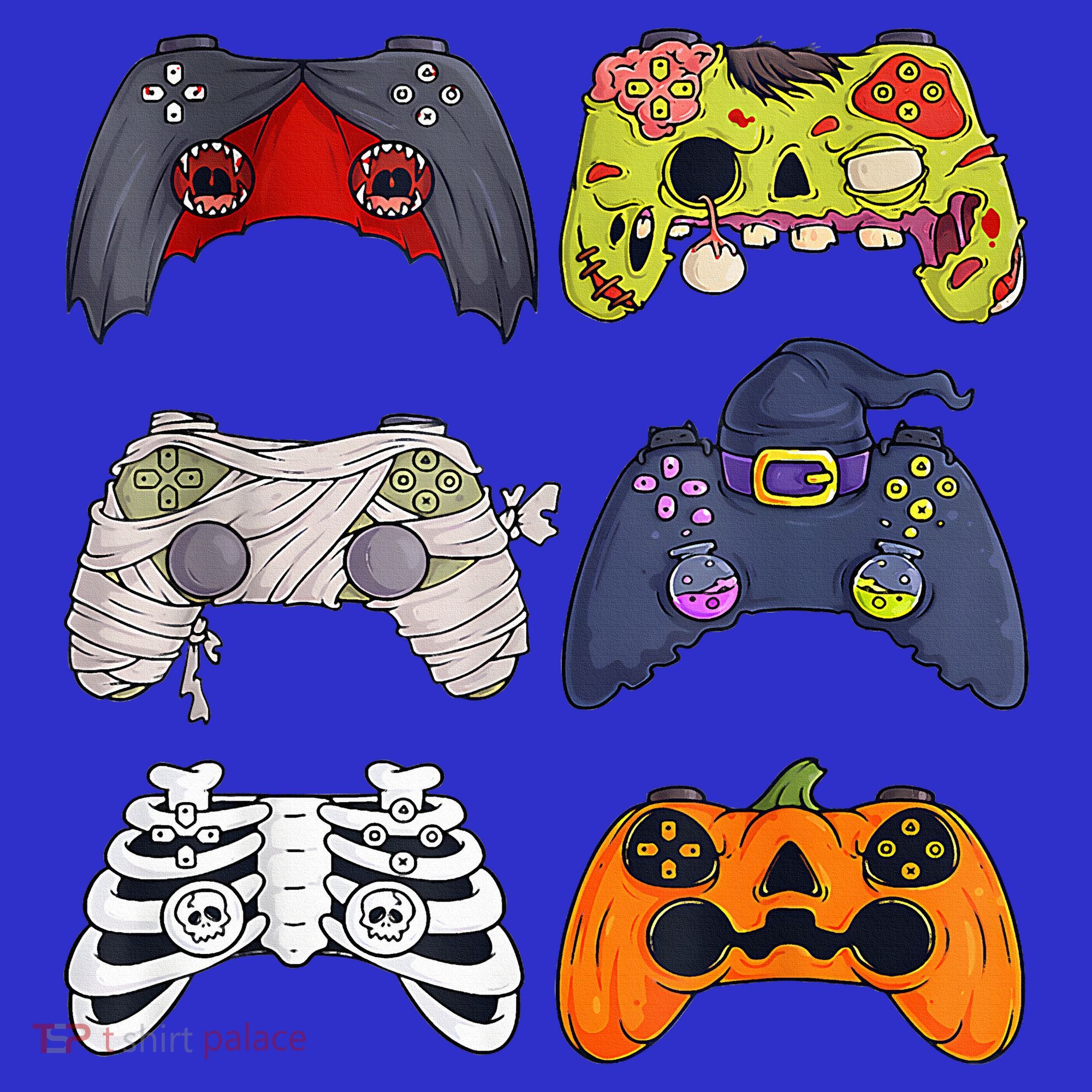 Halloween Skeleton Zombie Gaming Controllers Mummy Hoodie