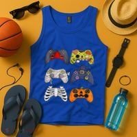 Halloween Skeleton Zombie Gaming Controllers Mummy Tank Top thumb 4