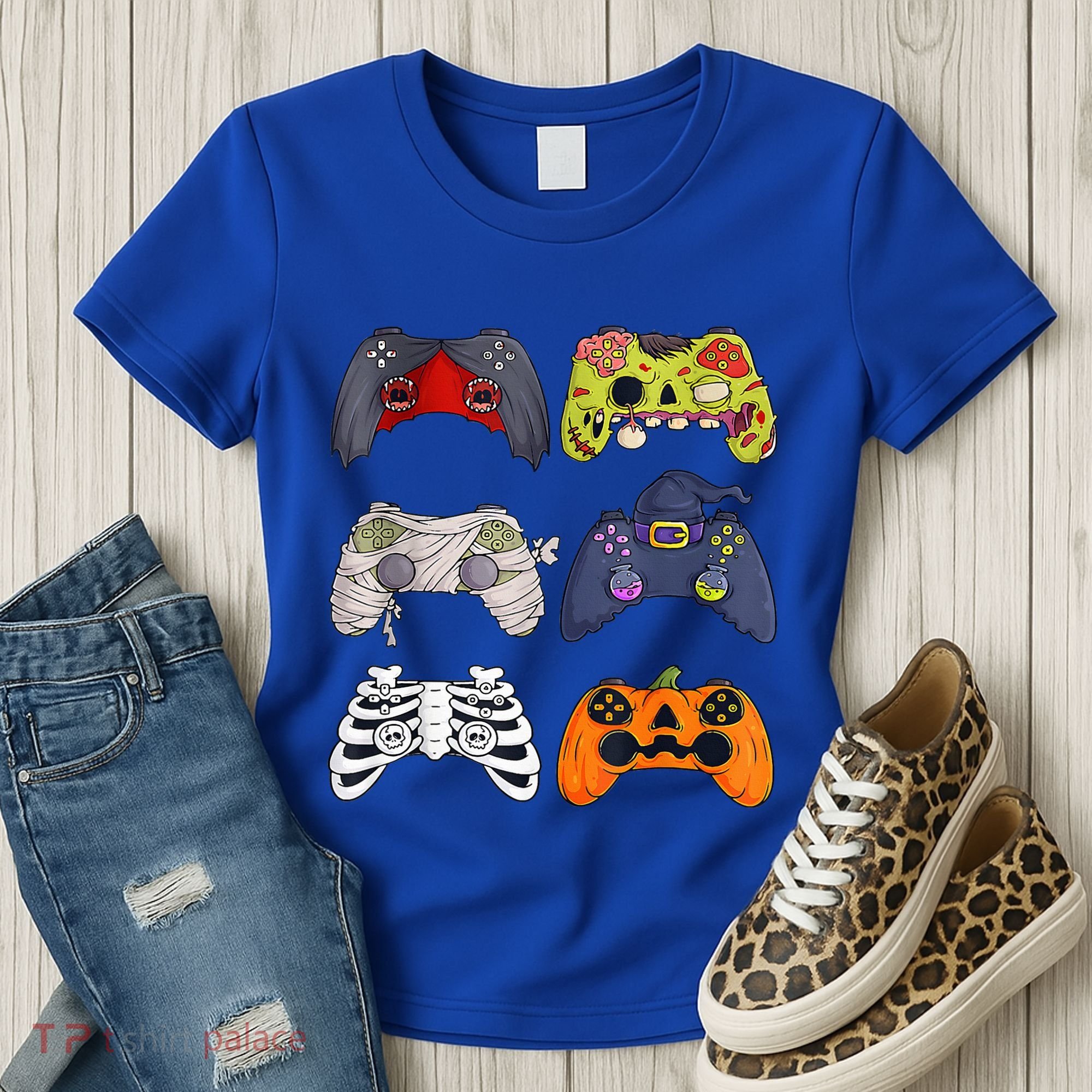 Halloween Skeleton Zombie Gaming Controllers Mummy Women's T-Shirt