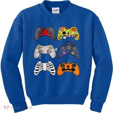 Halloween Skeleton Zombie Gaming Controllers Mummy Kids Sweatshirt