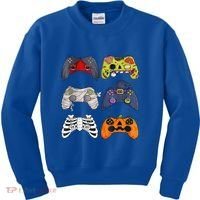 Halloween Skeleton Zombie Gaming Controllers Mummy Kids Sweatshirt thumb 0