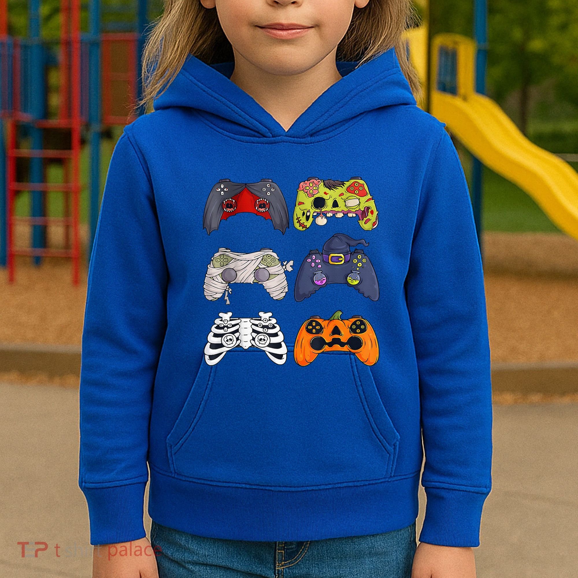 Halloween Skeleton Zombie Gaming Controllers Mummy Kids Hoodie