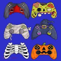 Halloween Skeleton Zombie Gaming Controllers Mummy Kids Long Sleeve Shirt thumb 2