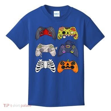 Halloween Skeleton Zombie Gaming Controllers Mummy Kids T-Shirt