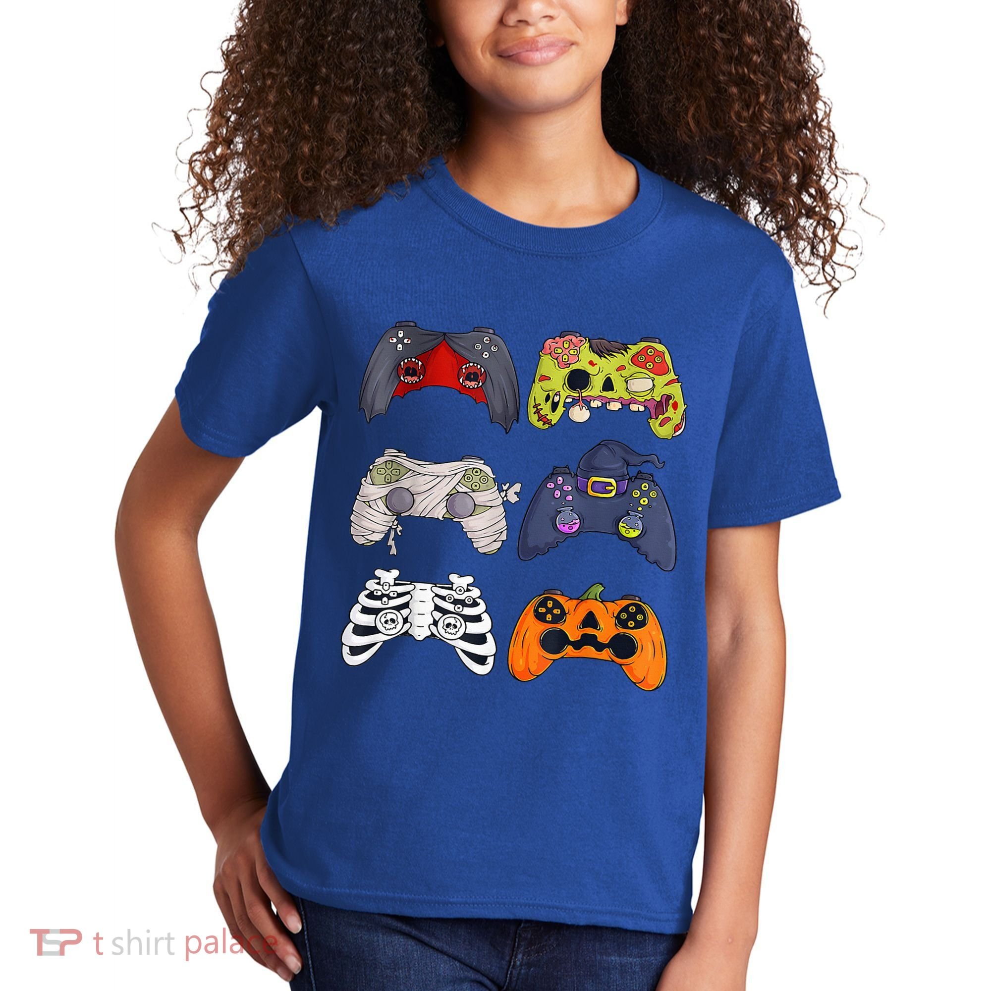 Halloween Skeleton Zombie Gaming Controllers Mummy Kids T-Shirt