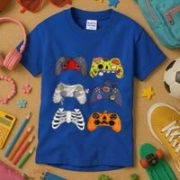 Halloween Skeleton Zombie Gaming Controllers Mummy Kids T-Shirt thumb 3
