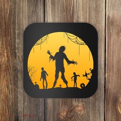 Halloween Spooky Zombie Graveyard Coaster