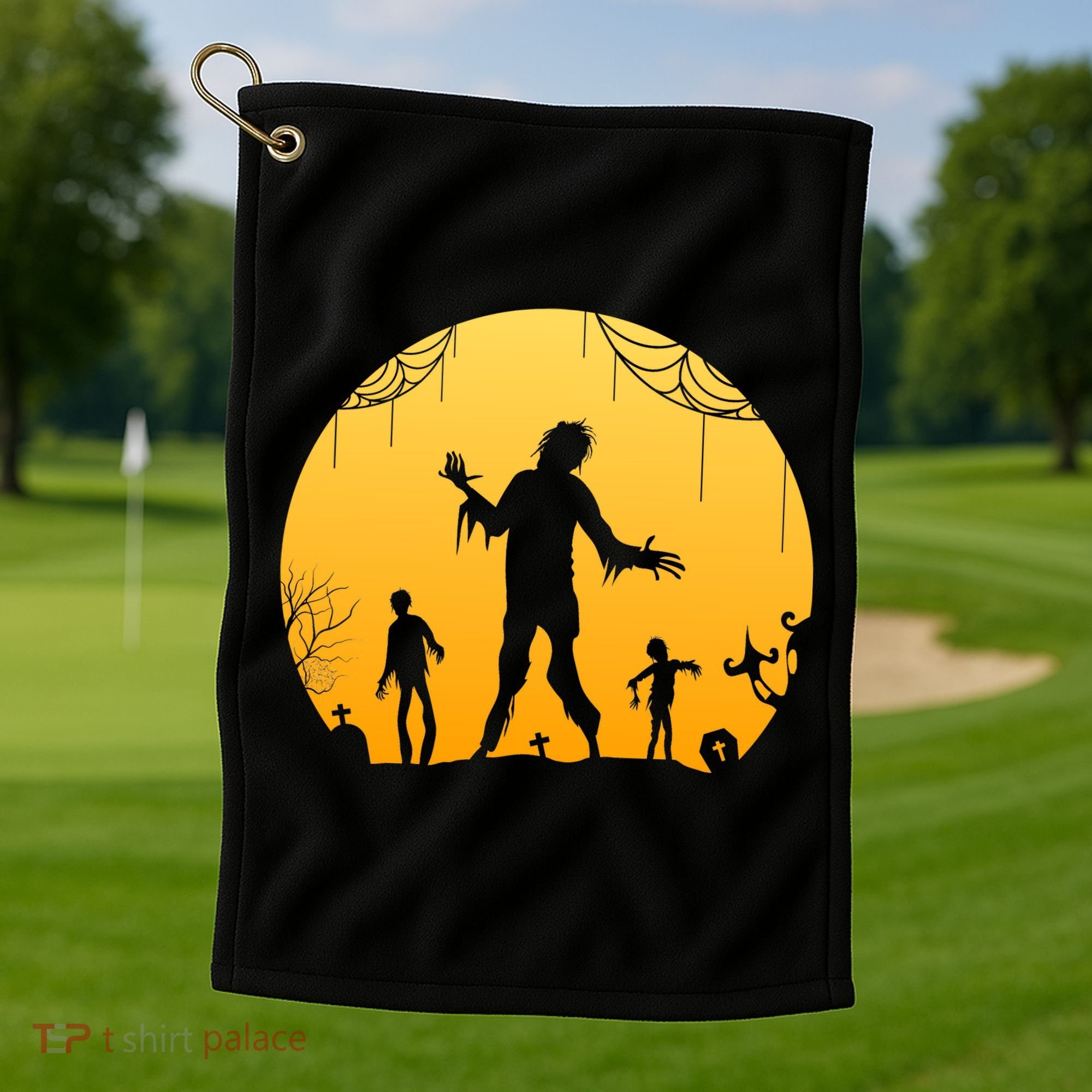 Halloween Spooky Zombie Graveyard Golf Towel