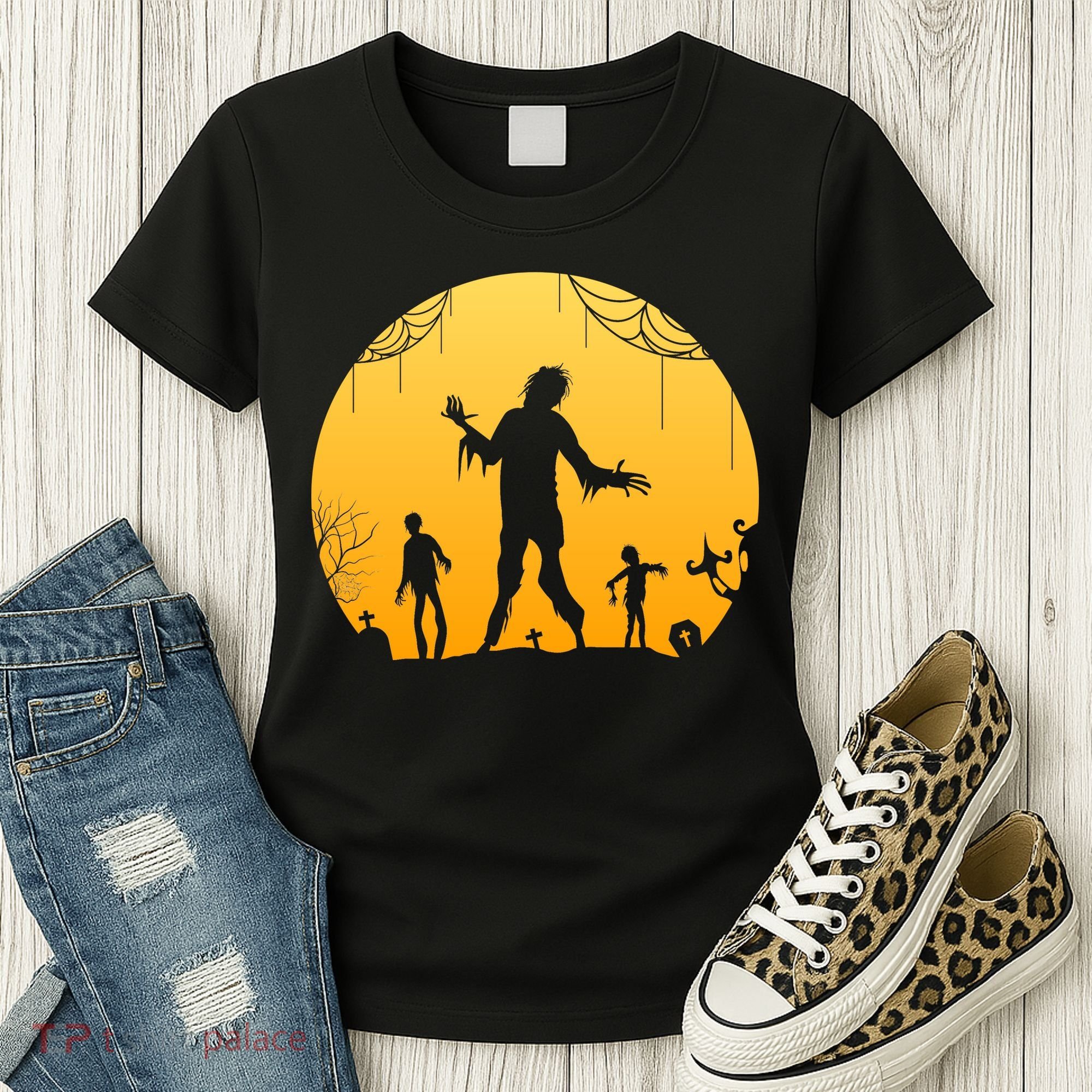 Halloween Spooky Zombie Graveyard Women's T-Shirt
