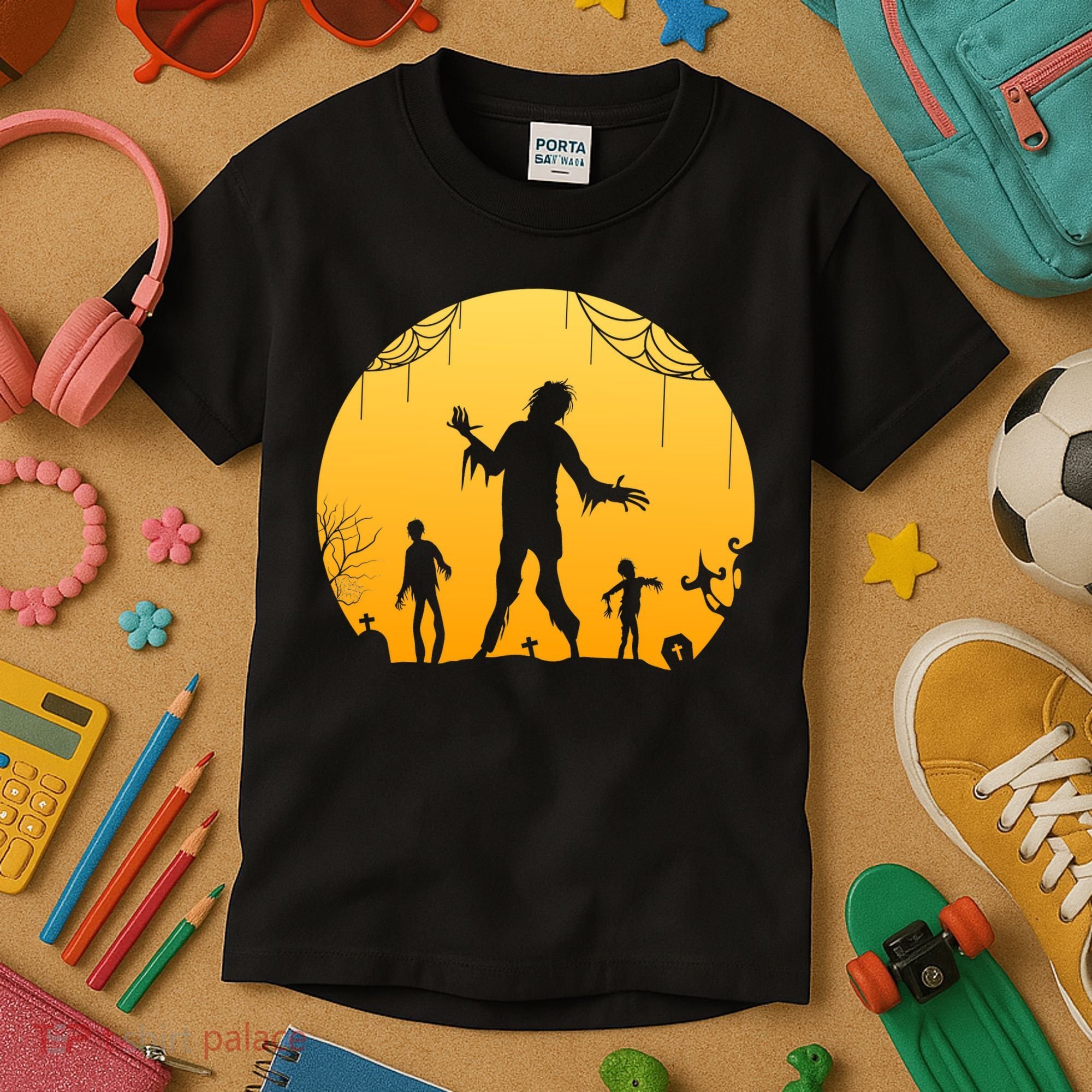 Halloween Spooky Zombie Graveyard Kids T-Shirt