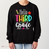 Hello Third 3Rd Grade Team Teacher Student Back To School Gift Women's Sweatshirt thumb 0