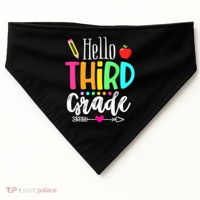 Hello Third 3Rd Grade Team Teacher Student Back To School Gift USA-Made Doggie Bandana