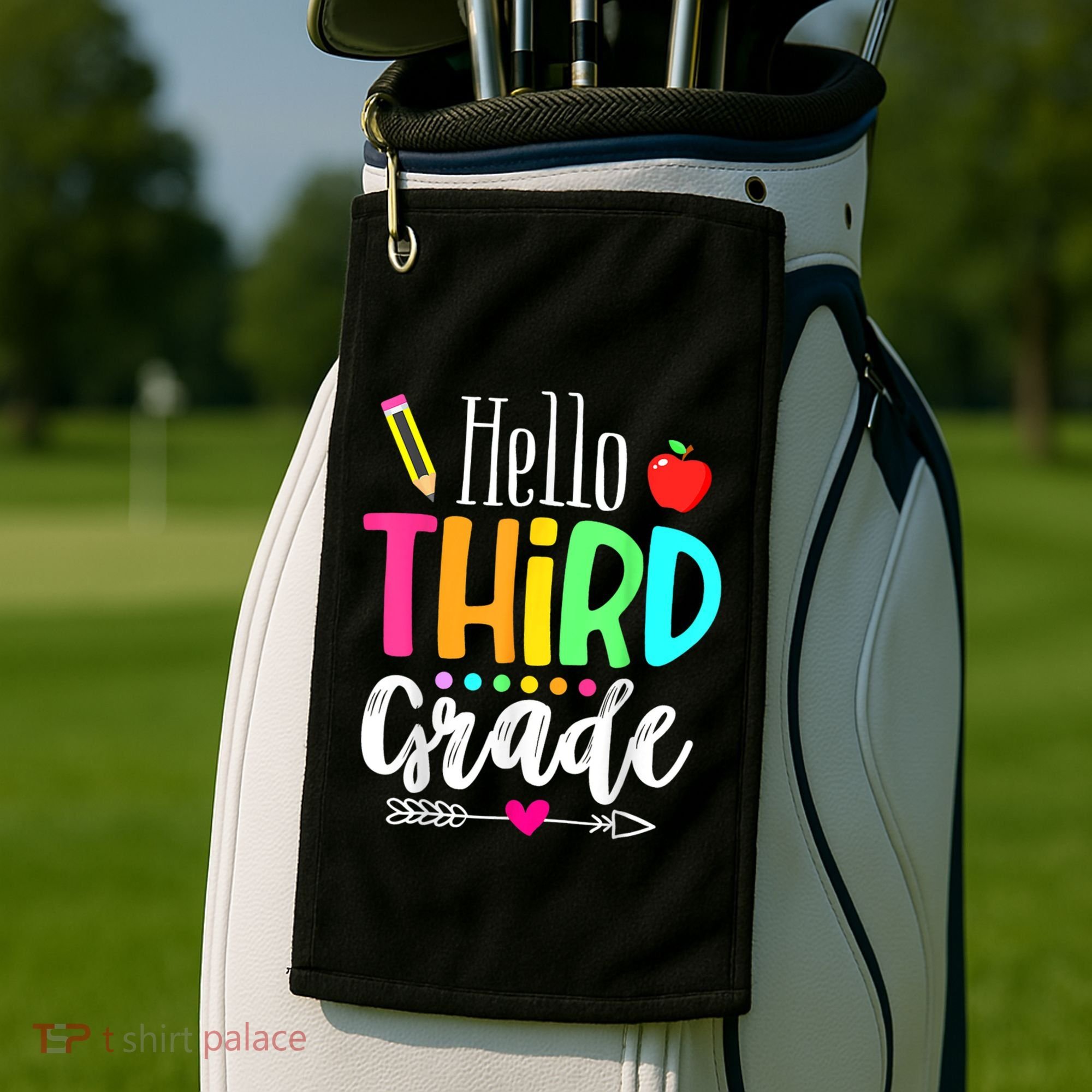 Hello Third 3Rd Grade Team Teacher Student Back To School Gift Golf Towel