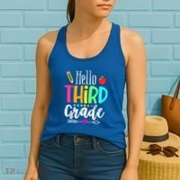 Hello Third 3Rd Grade Team Teacher Student Back To School Gift Women's Tank Top thumb 2