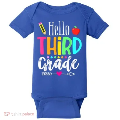 Hello Third 3Rd Grade Team Teacher Student Back To School Gift Baby Bodysuit